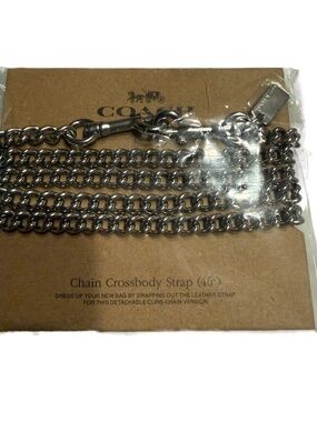 Coach Chain Crossbody Strap Silver-Tone Metal 46”